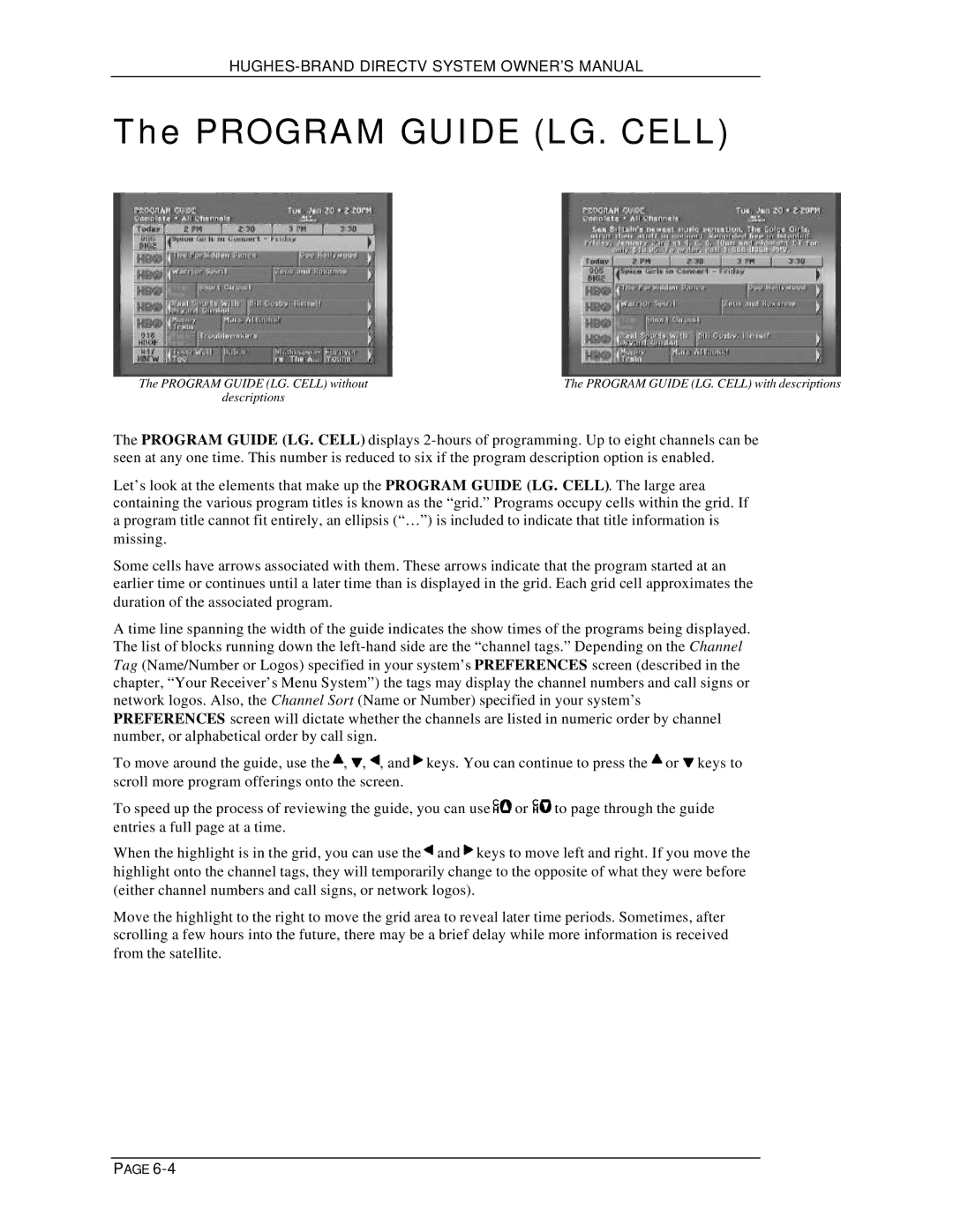 DirecTV HIRD-B1 manual Program Guide LG. Cell 