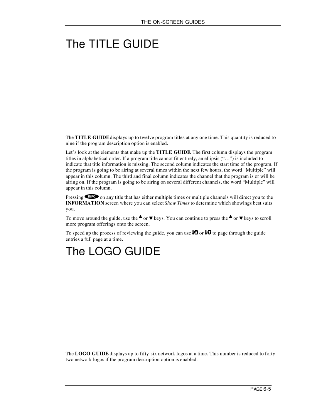 DirecTV HIRD-B1 manual Title Guide, Logo Guide 