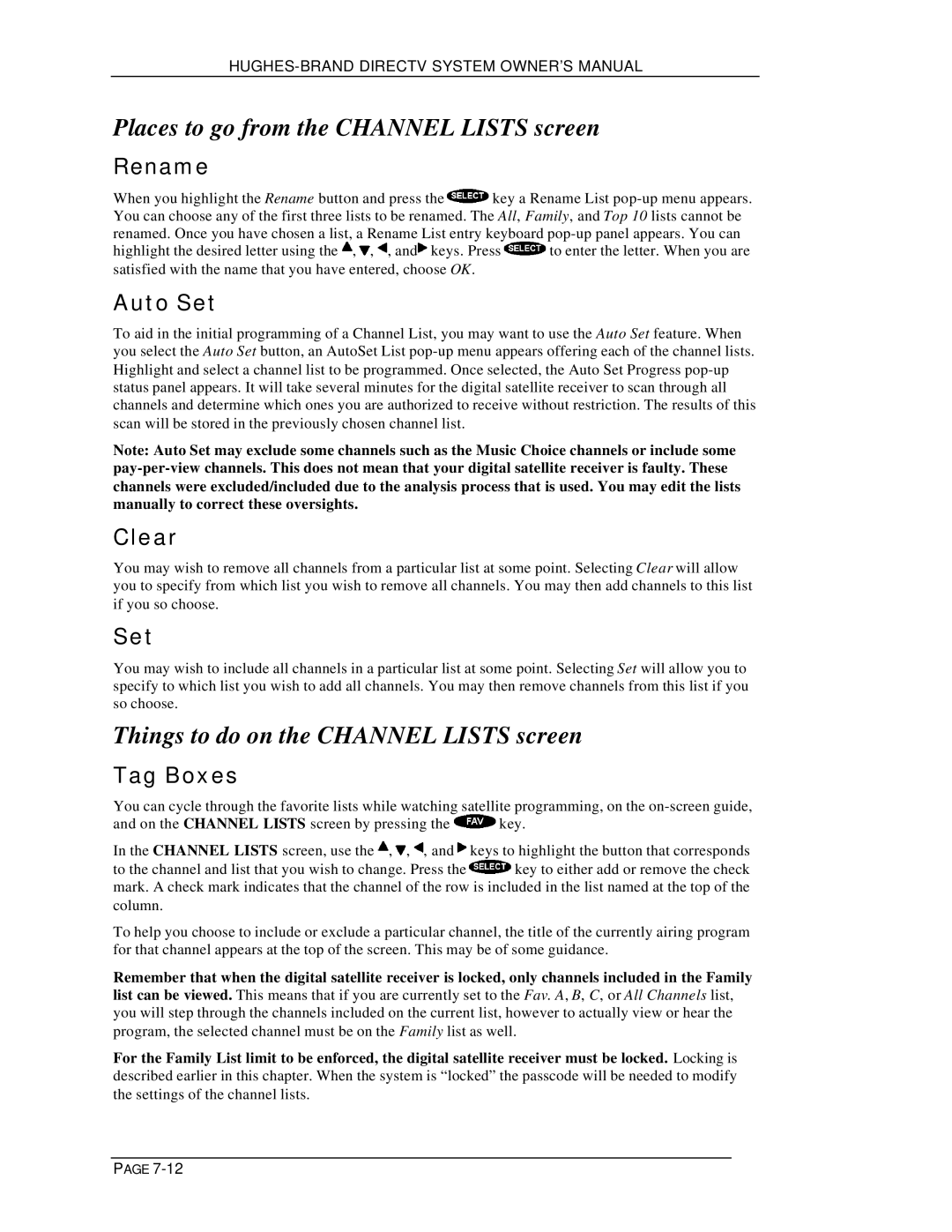 DirecTV HIRD-B1 manual Places to go from the Channel Lists screen, Things to do on the Channel Lists screen 