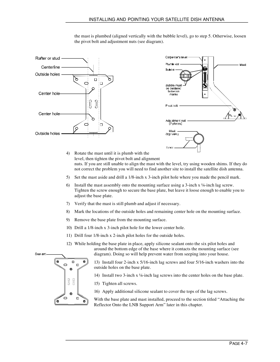 DirecTV HIRD-D11, HIRD-D01 owner manual Installing and Pointing Your Satellite Dish Antenna 