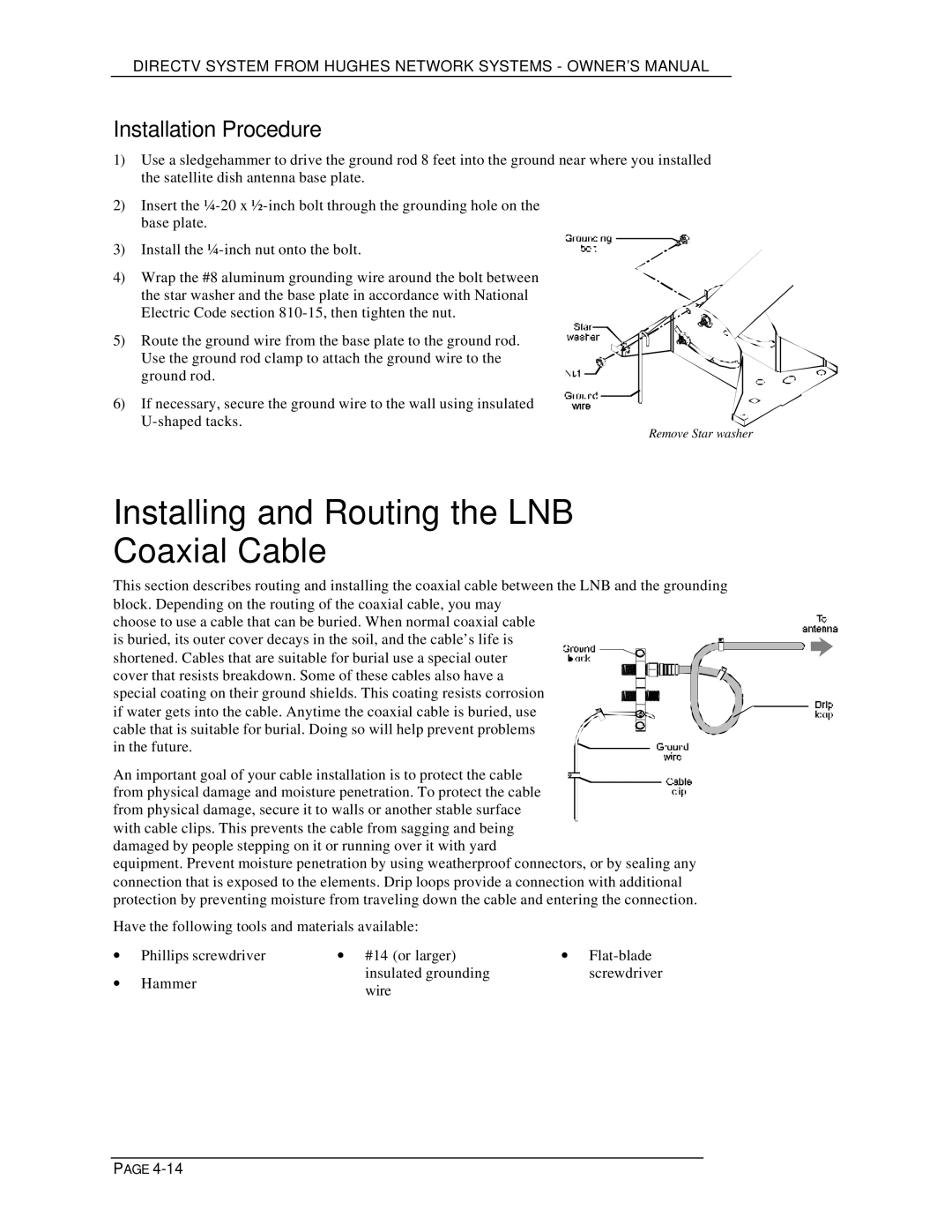 DirecTV HIRD-D01, HIRD-D11 owner manual Installing and Routing the LNB Coaxial Cable 