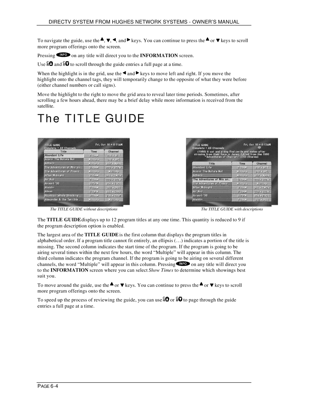 DirecTV HIRD-D01, HIRD-D11 owner manual Title Guide 