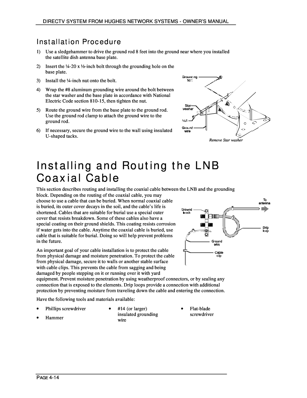 DirecTV HIRD-D01, HIRD-D11 owner manual Installing and Routing the LNB Coaxial Cable, Installation Procedure 