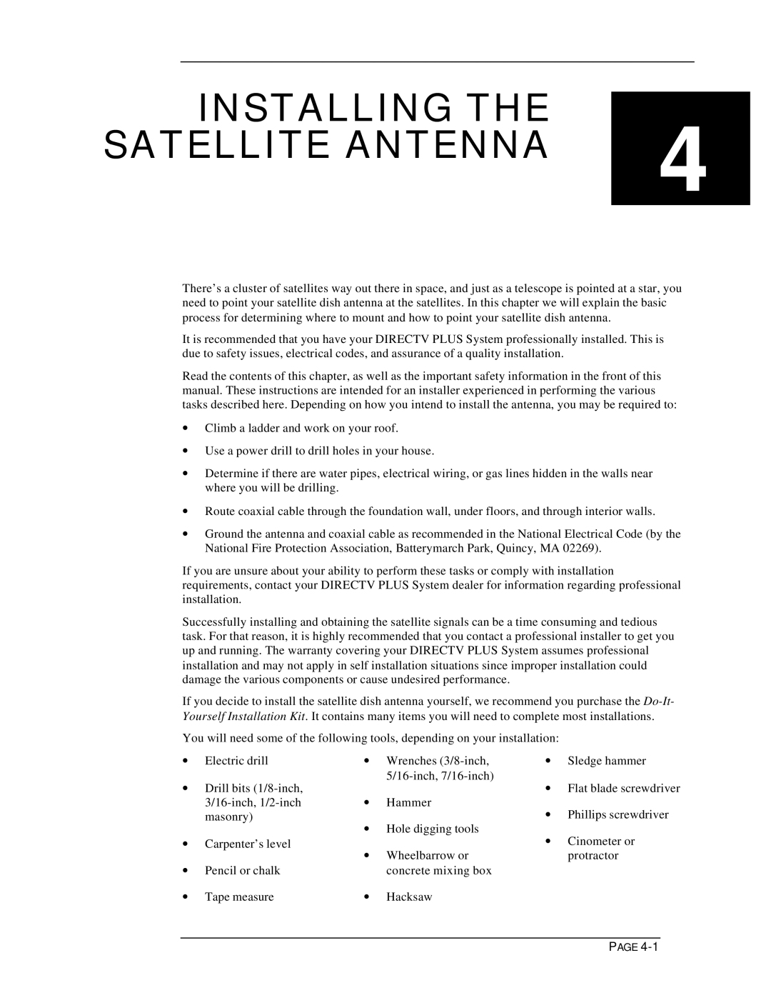 DirecTV HIRD-E11, HIRD-E25 owner manual Satellite Antenna 