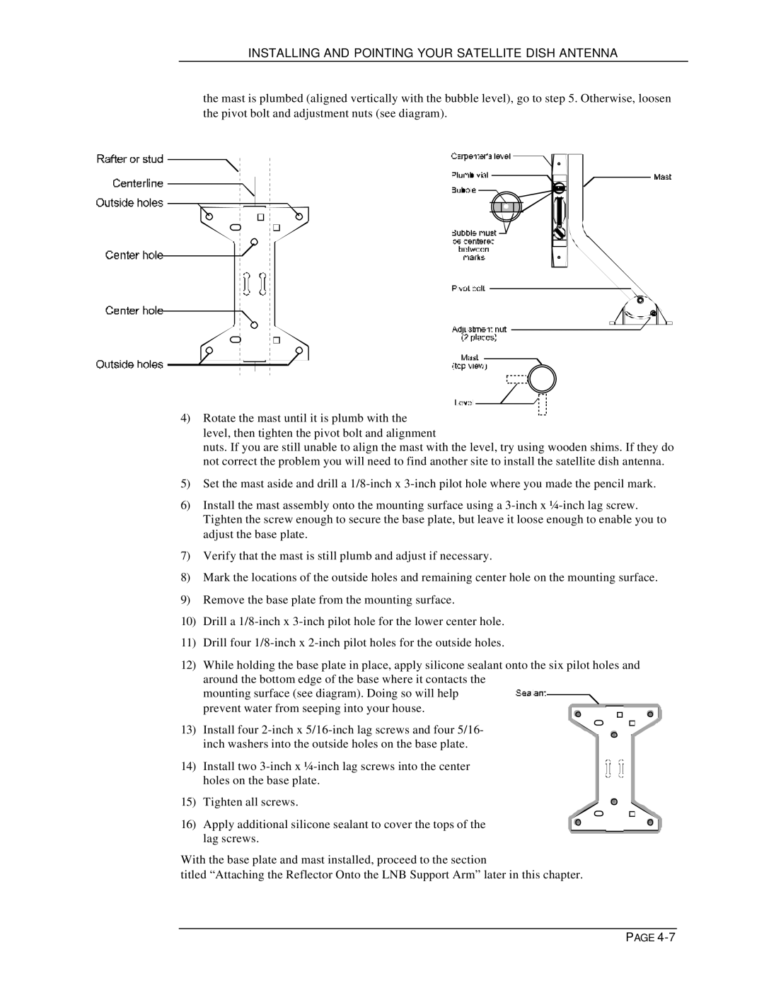 DirecTV HIRD-E11, HIRD-E25 owner manual Installing and Pointing Your Satellite Dish Antenna 