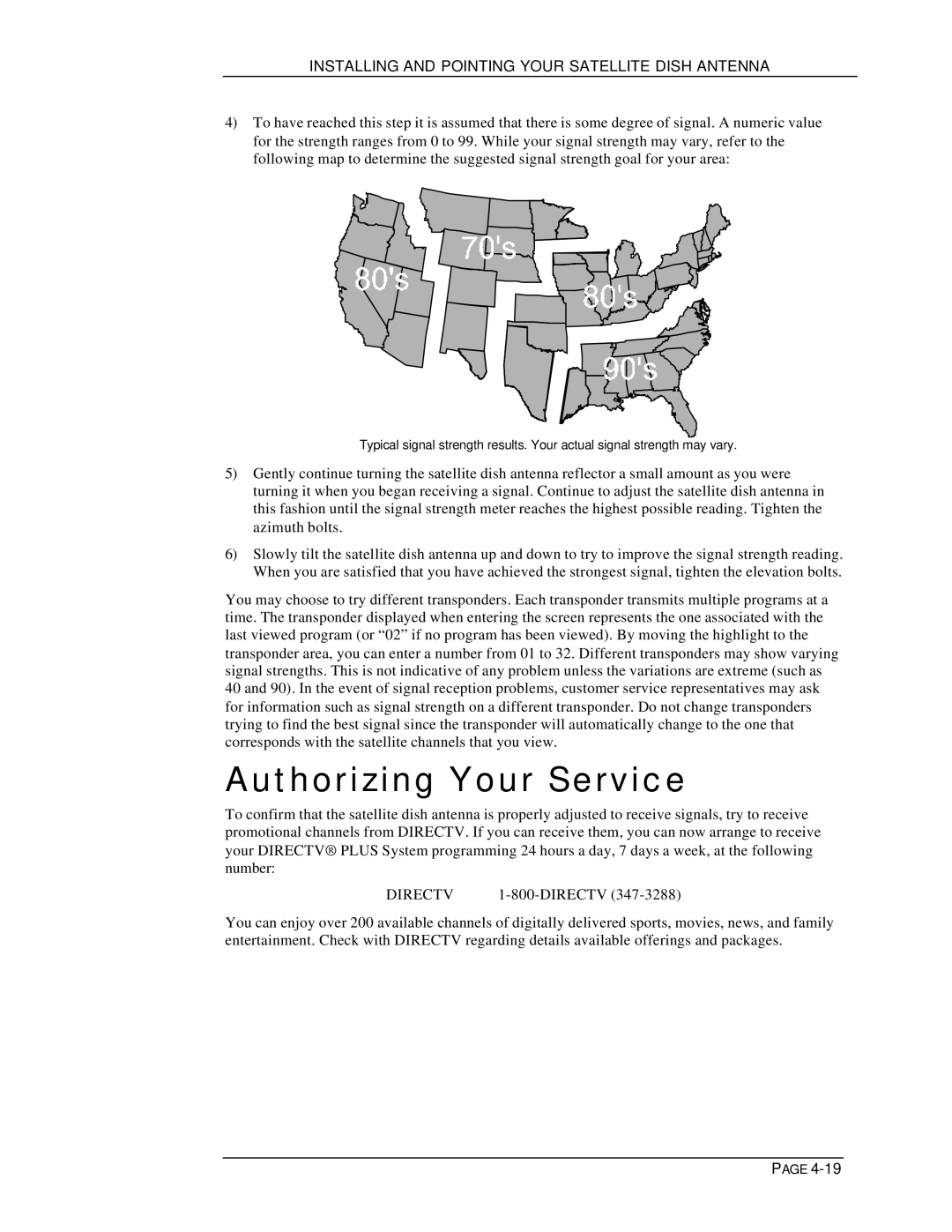 DirecTV HIRD-E11, HIRD-E25 owner manual Authorizing Your Service, Directv 