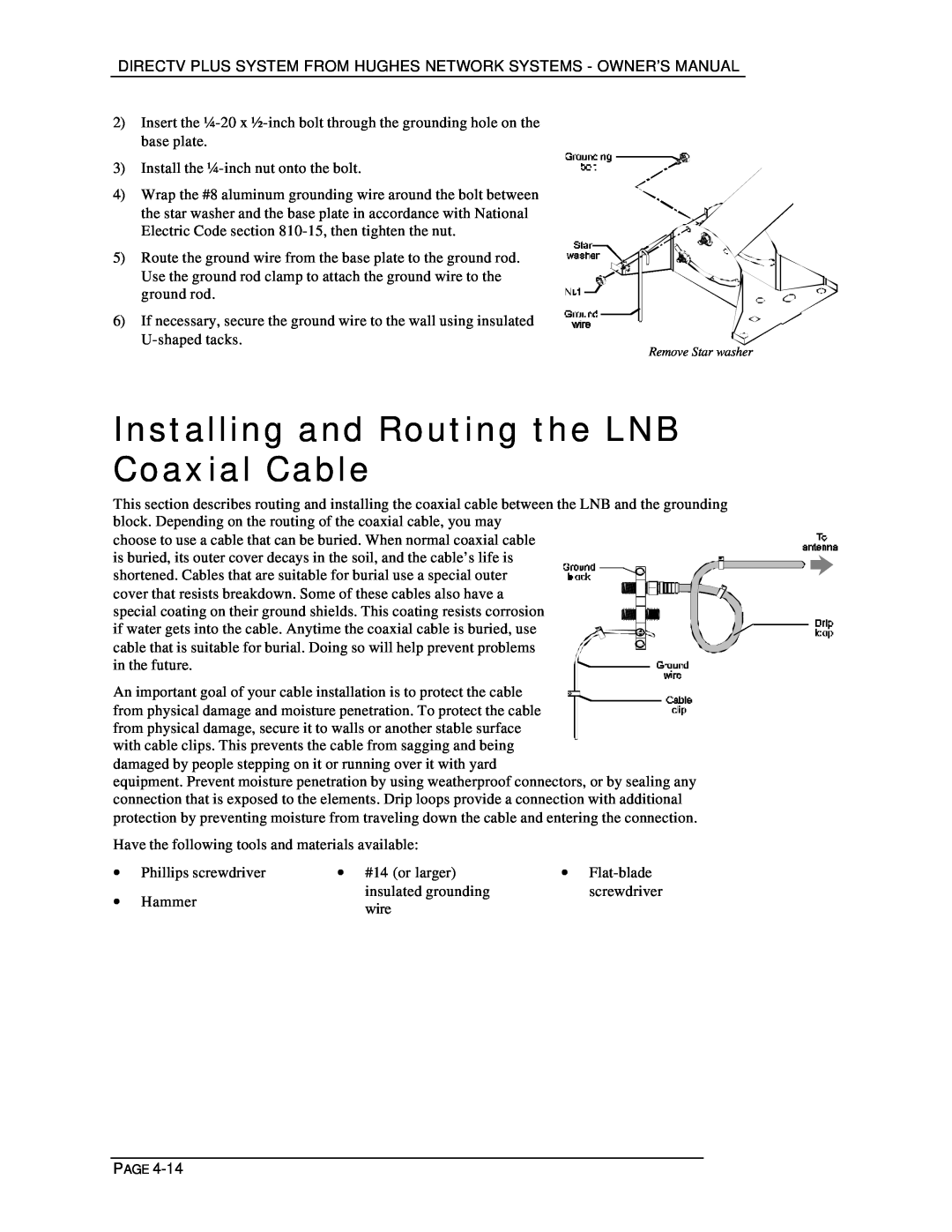 DirecTV HIRD-E25, HIRD-E11 owner manual Installing and Routing the LNB Coaxial Cable 