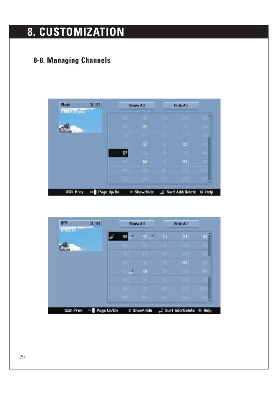 DirecTV HUGHES/ HTL-HD manual Customization 