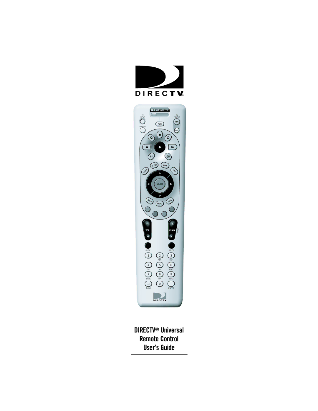 DirecTV pmn manual Directv Universal Remote Control User’s Guide 