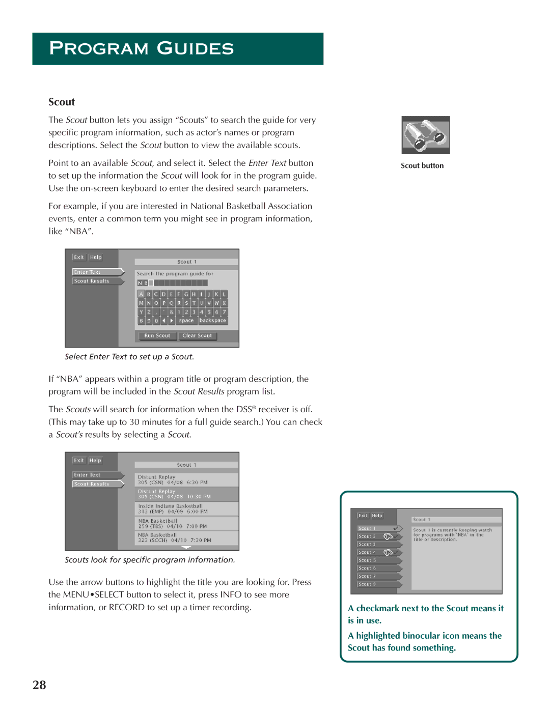 DirecTV ProScan DSS Receiver manual Scout 