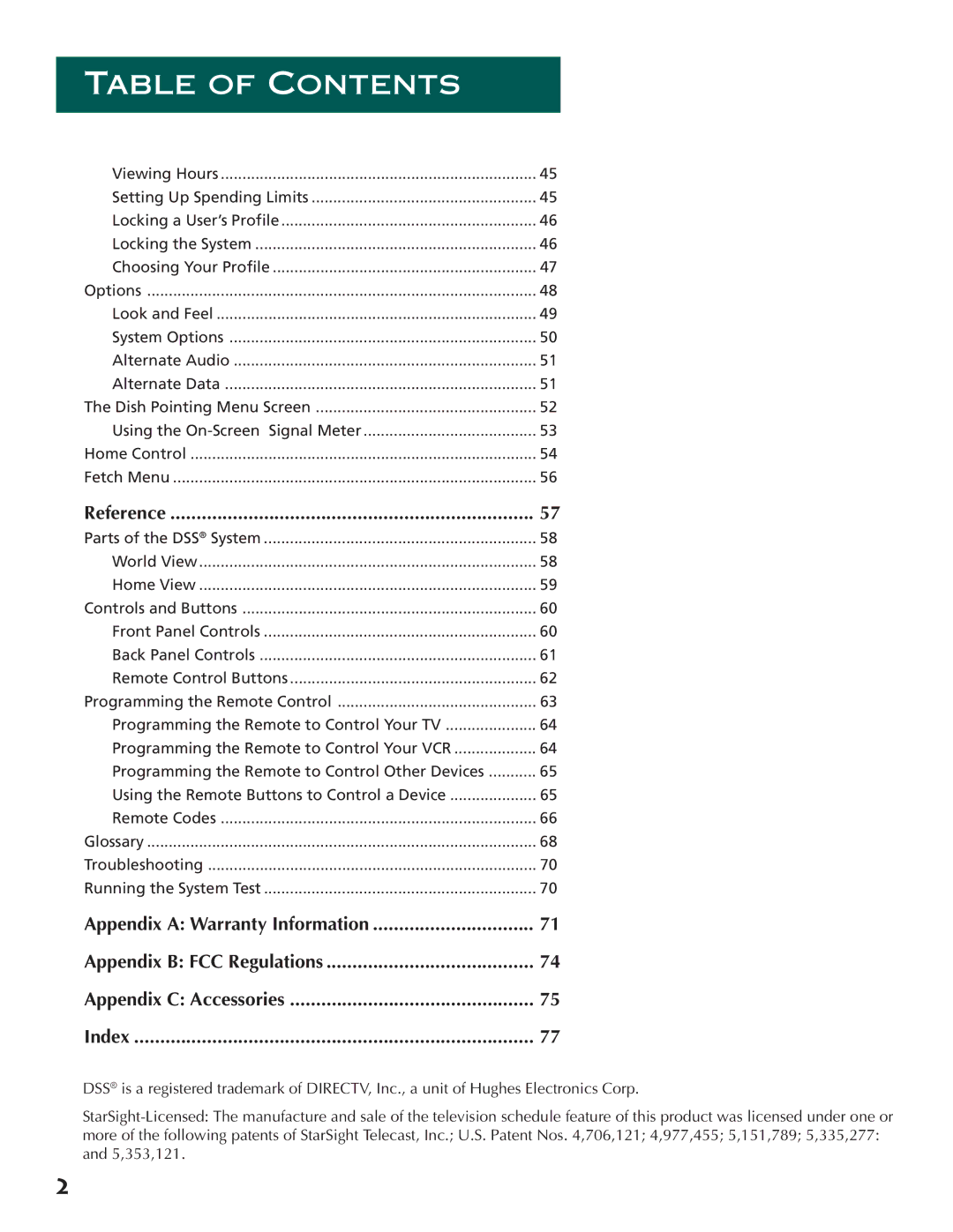 DirecTV ProScan DSS Receiver manual Reference, Appendix C Accessories Index 