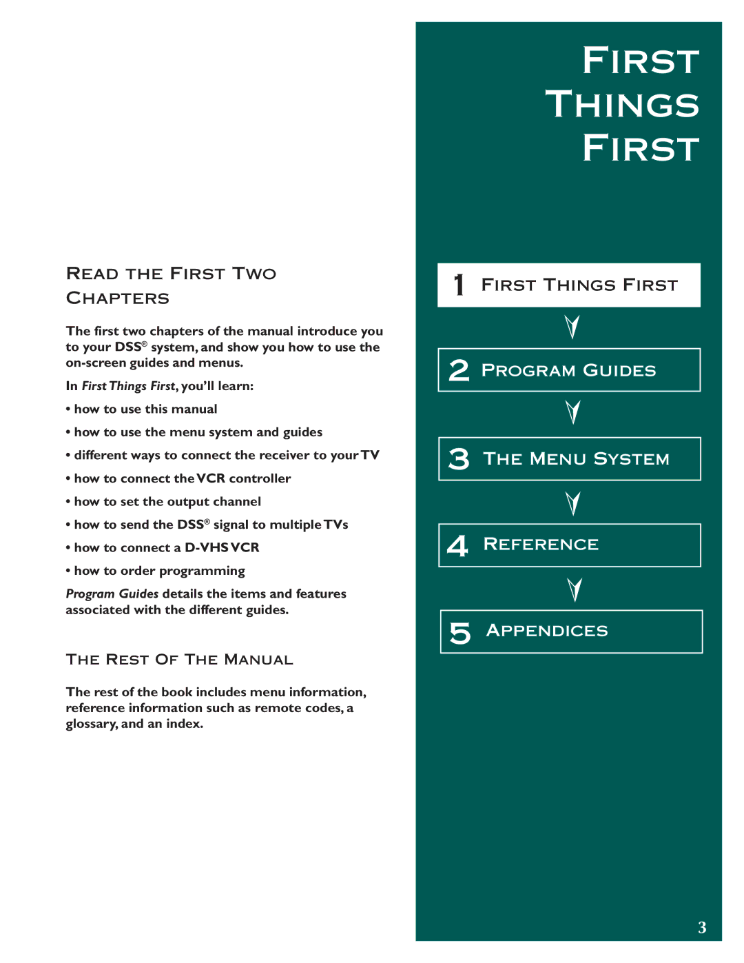 DirecTV ProScan DSS Receiver manual Read the First TWO Chapters, First Things First 