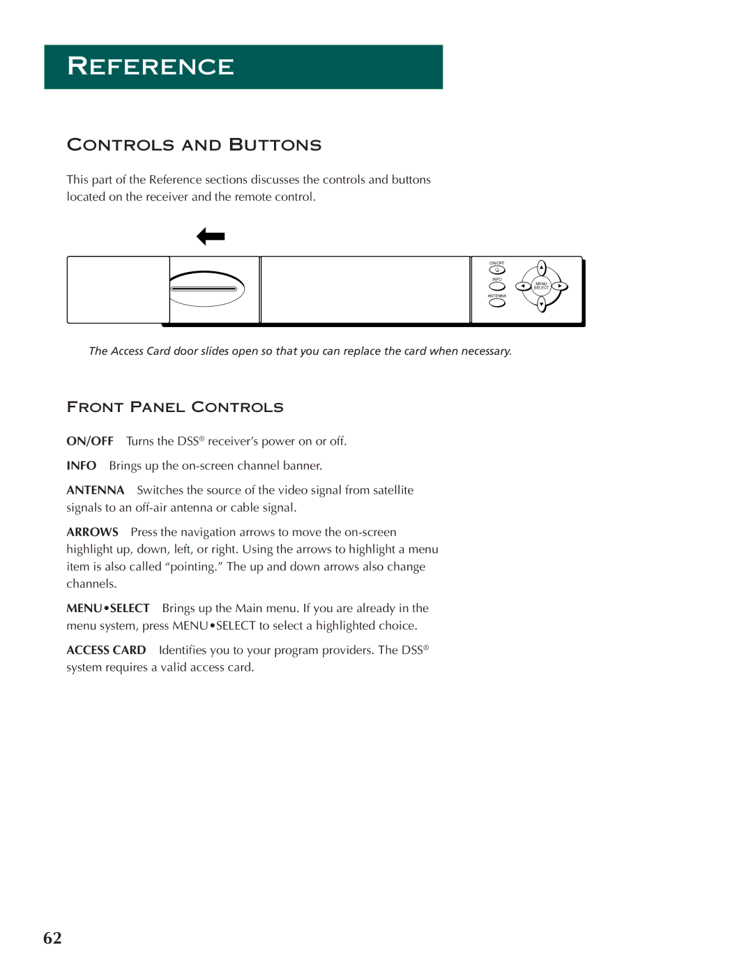 DirecTV ProScan DSS Receiver manual Controls and Buttons 