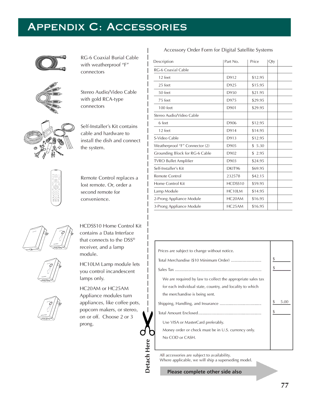 DirecTV ProScan DSS Receiver manual Appendix C Accessories, Here 