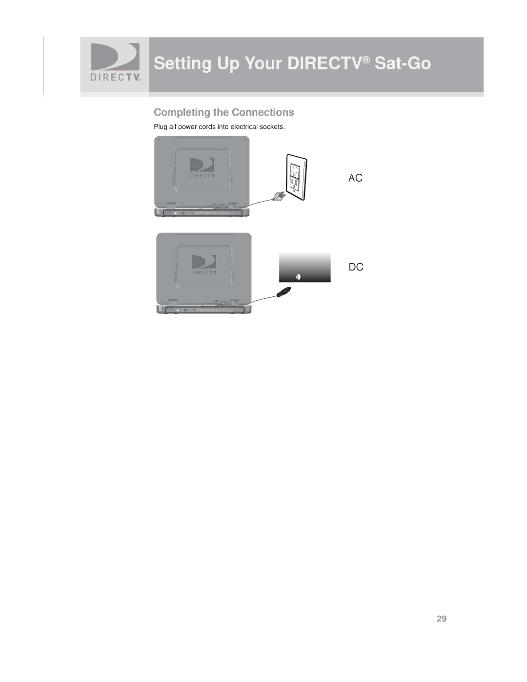 DirecTV SAT GO manual Completing the Connections 