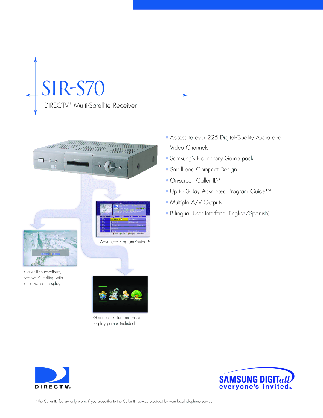 DirecTV SIR-S70 manual Directv Multi-Satellite Receiver, Advanced Program Guide 