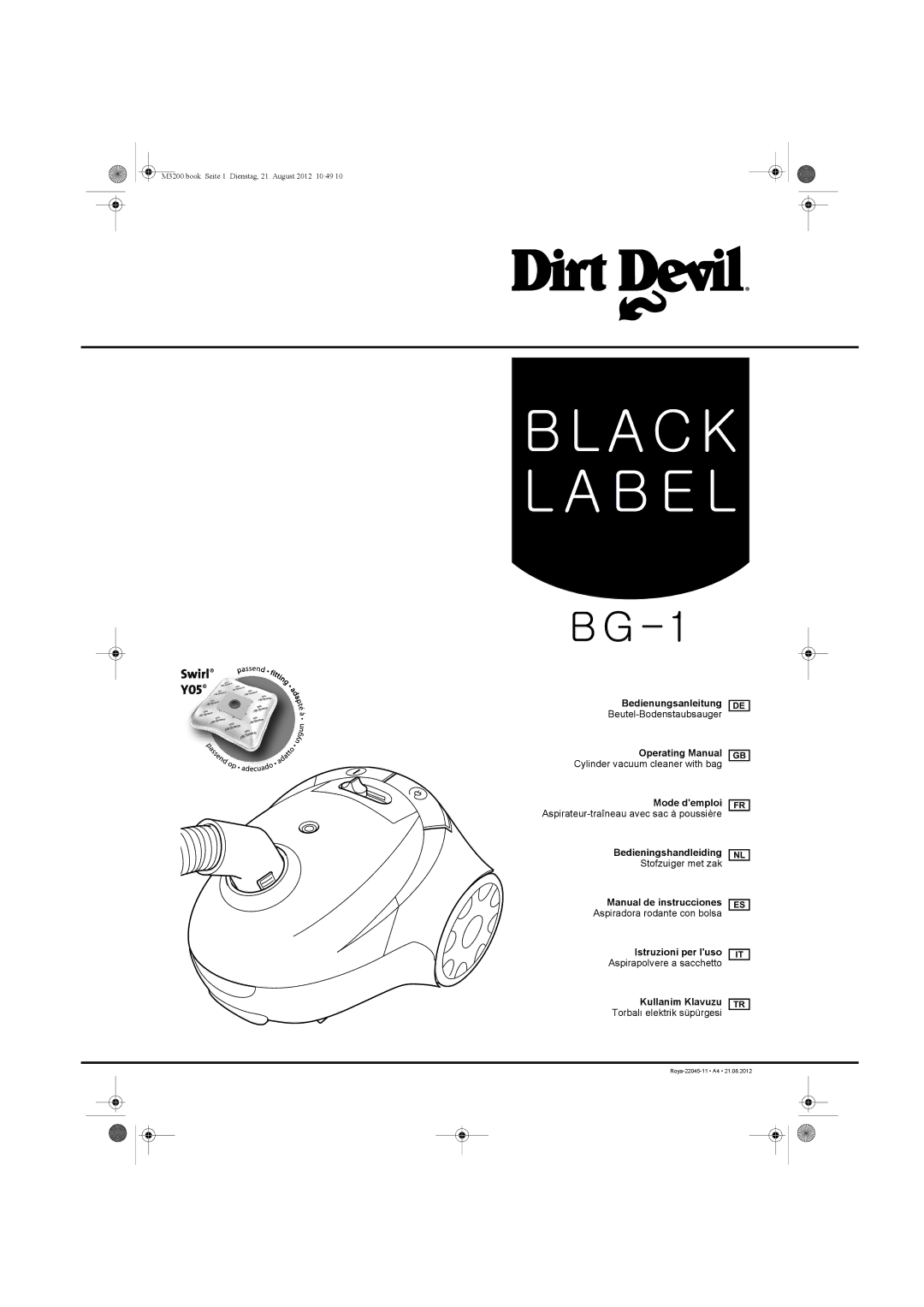 Dirt Devil BG-1 manual Bedieningshandleiding 