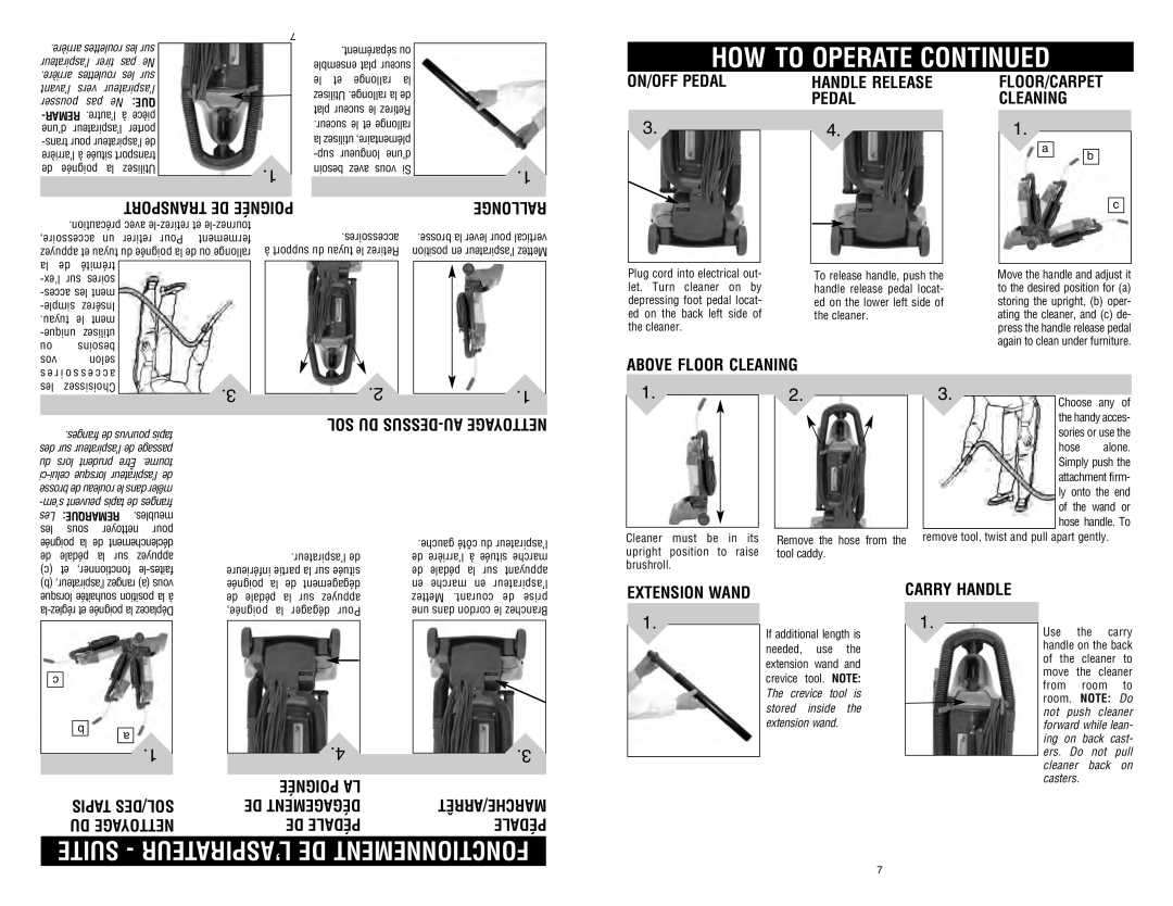 Dirt Devil Dirt Devil ON/OFF Pedal, Above Floor Cleaning, SOL DU DESSUS-AU Nettoyage, Extension Wand, Carry Handle 