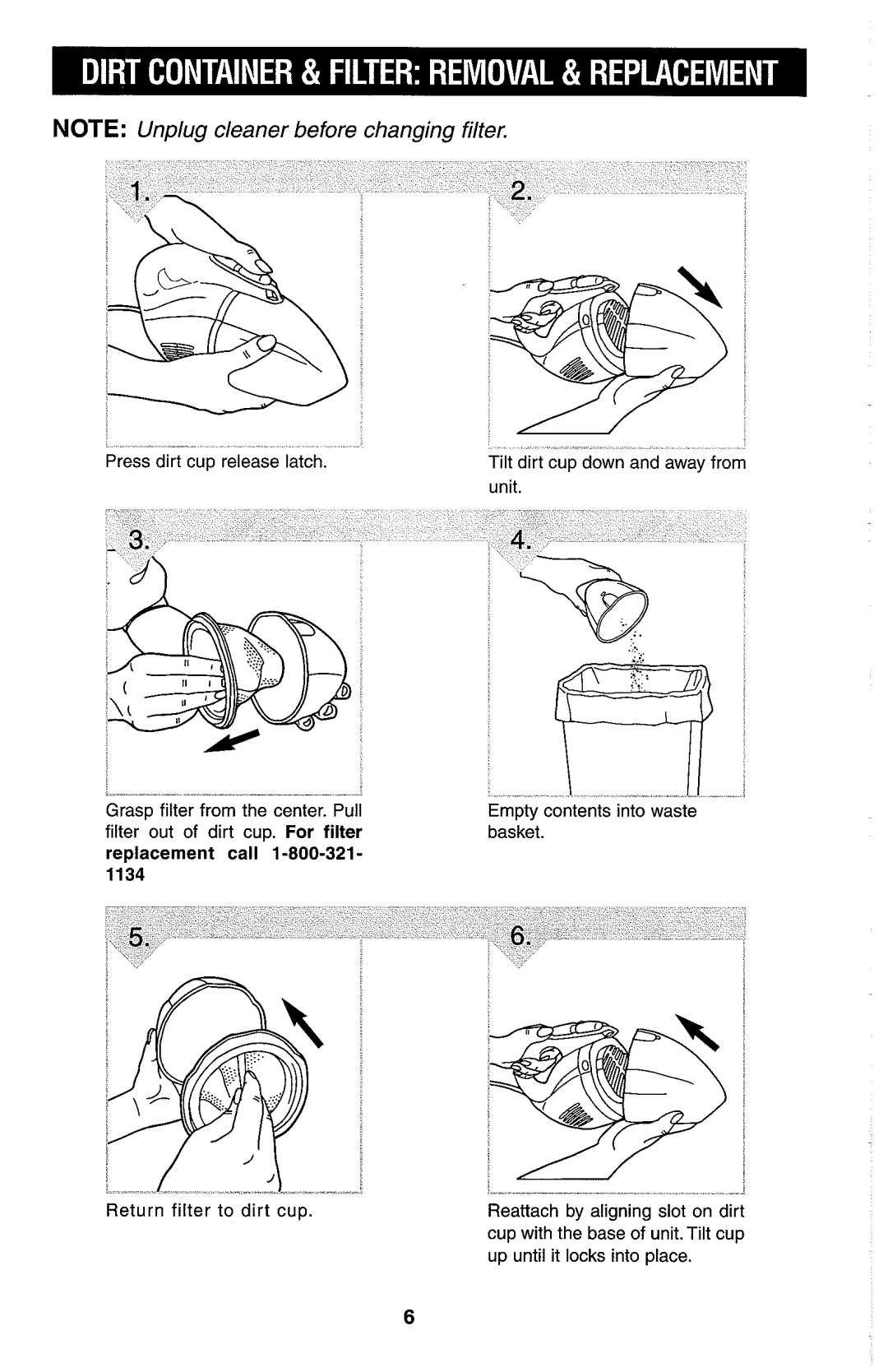 Dirt Devil hand held vacuum owner manual 1134 