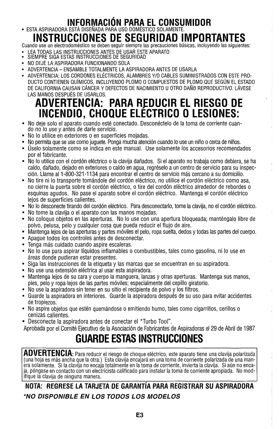 Dirt Devil Hand Vac owner manual Guarde Estas Instrucciones 