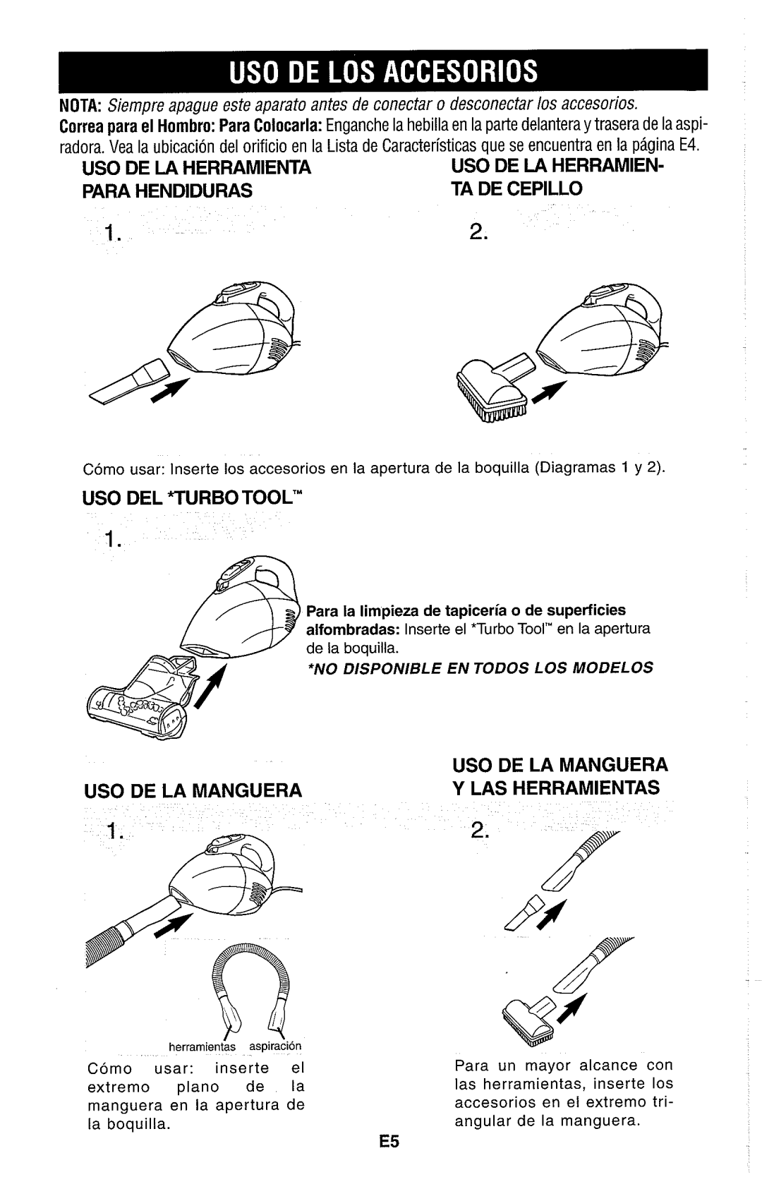 Dirt Devil Hand Vac US0 DE LA Herramienta, Para Hendiduras TA DE Cepillo, US0 DEL Turbo Tooc, US0 DE LA Manguera 