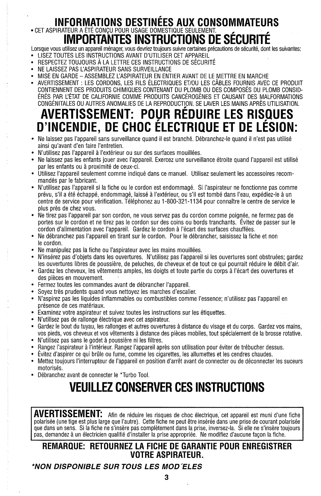 Dirt Devil Hand Vac owner manual Importantesinstructions DE Securite 