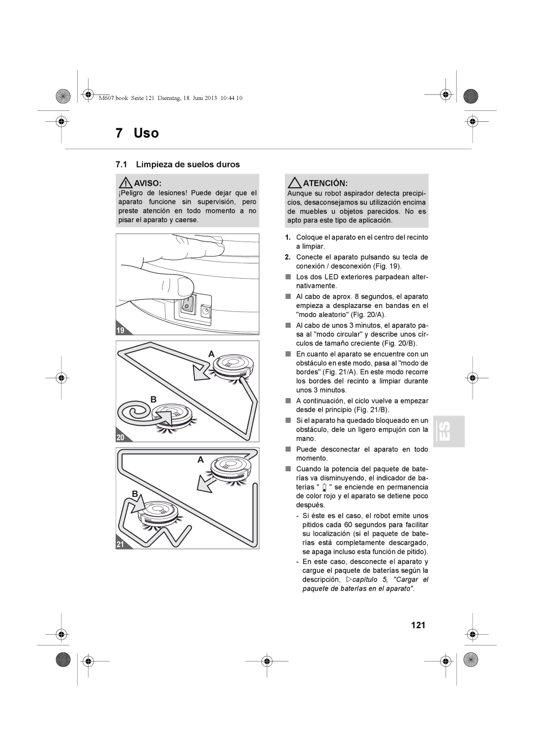 Dirt Devil m607 manual Uso, Limpieza de suelos duros, 121 