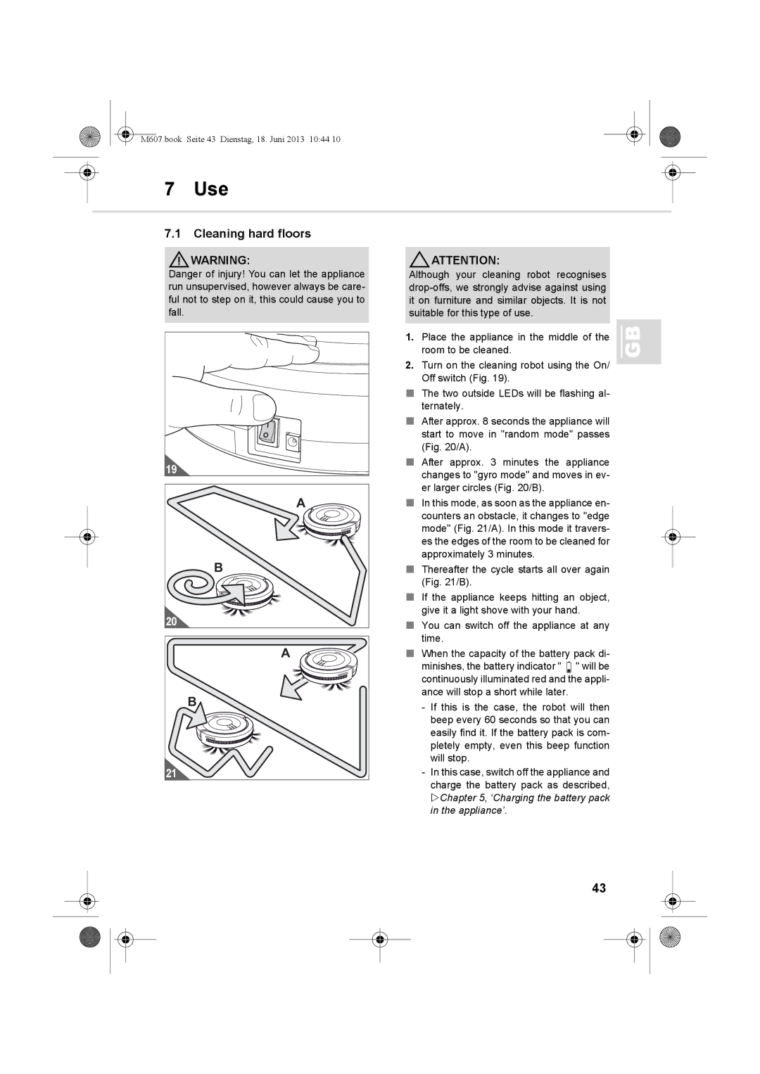 Dirt Devil m607 manual Use, Cleaning hard floors 