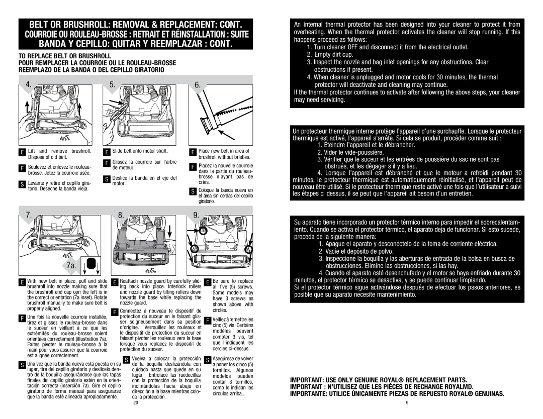 Dirt Devil UD20015 owner manual Lift Remove, Nozzle guard Properly aligned, Le suceur en veillant à ce que les ’origine 