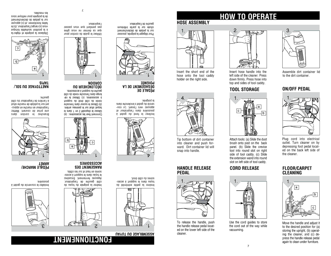 Dirt Devil UD40235DI, UD40235B, 1-113354-000, UD40235HD owner manual HOW to Operate 