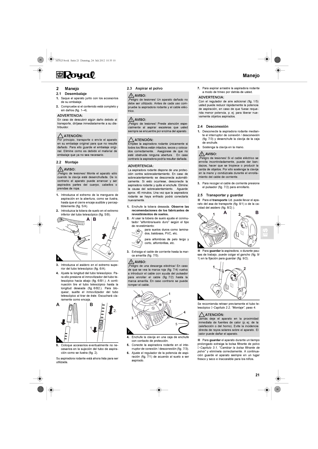 Dirt Devil V101 manual Manejo 