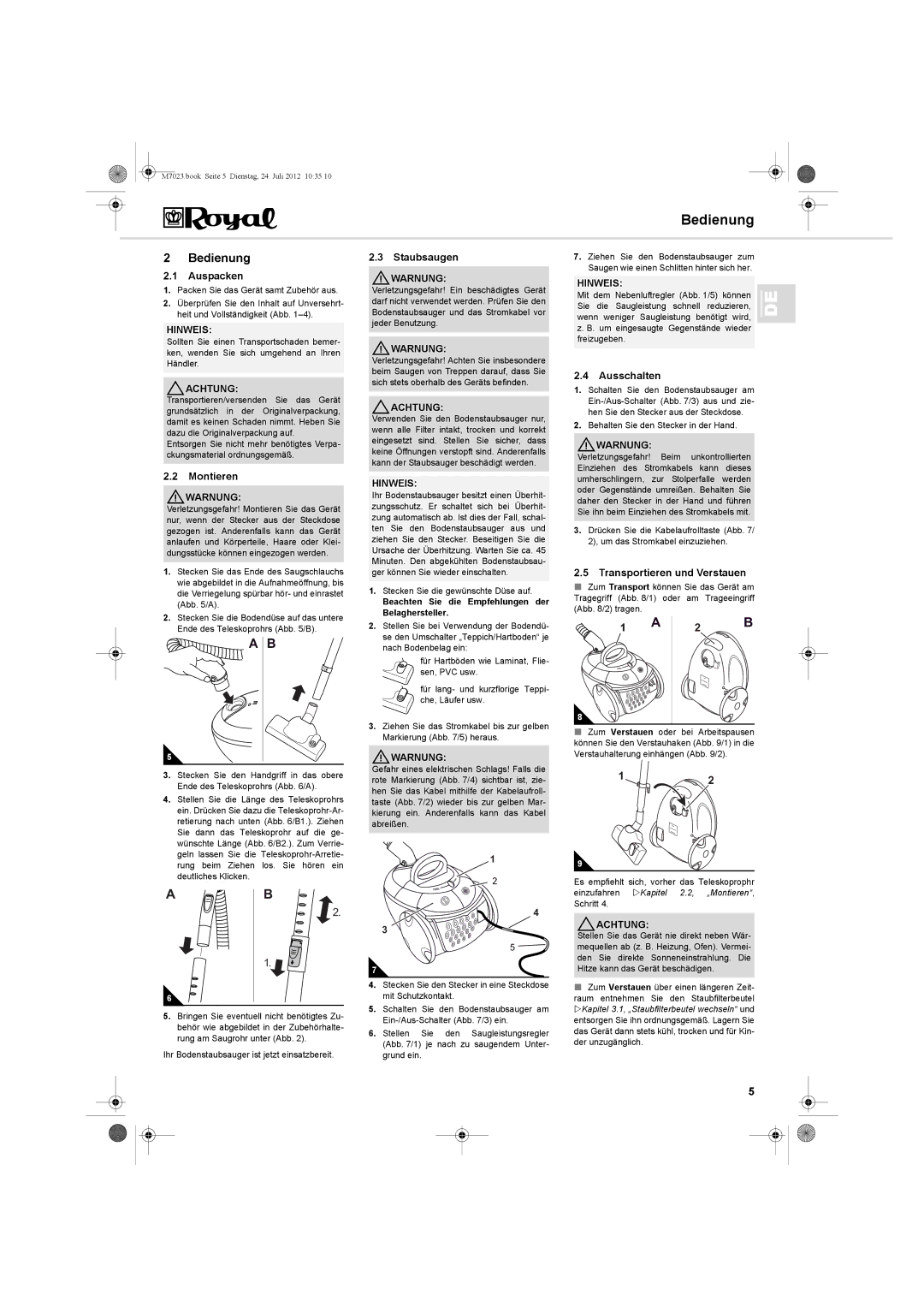 Dirt Devil V101 manual Bedienung 