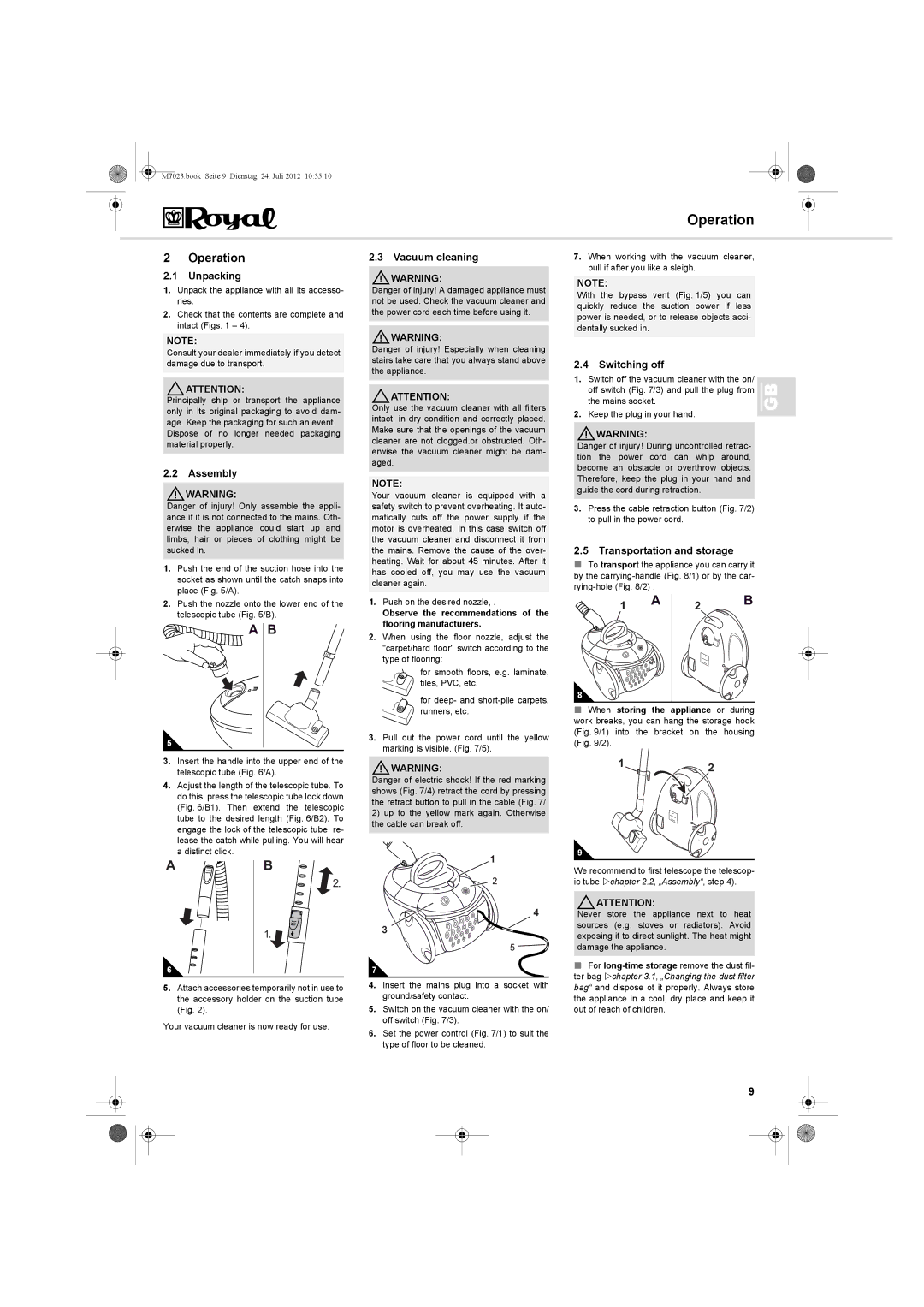 Dirt Devil V101 manual Operation 