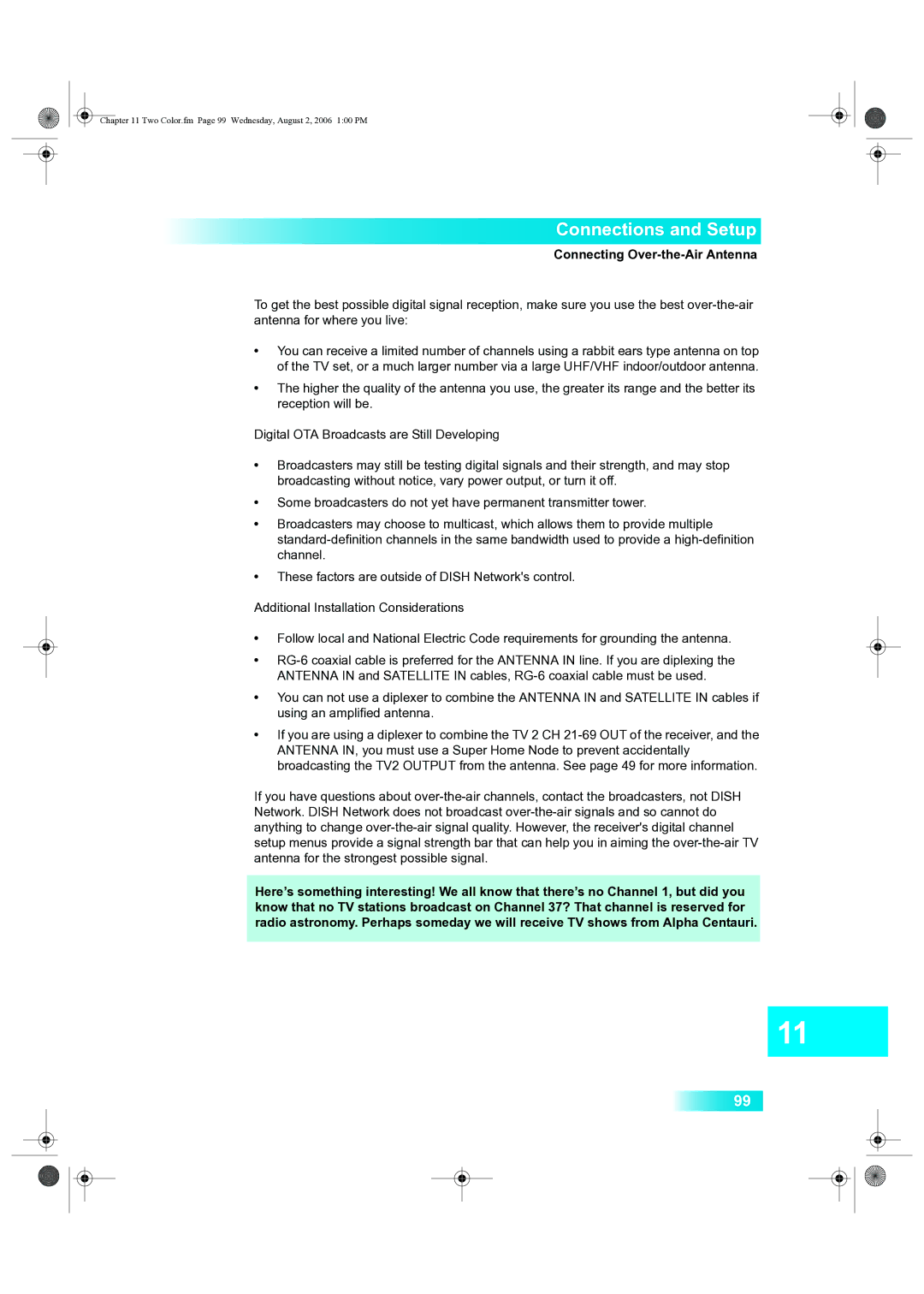 Dish Network 222 manual Two Color.fm Page 99 Wednesday, August 2, 2006 100 PM 