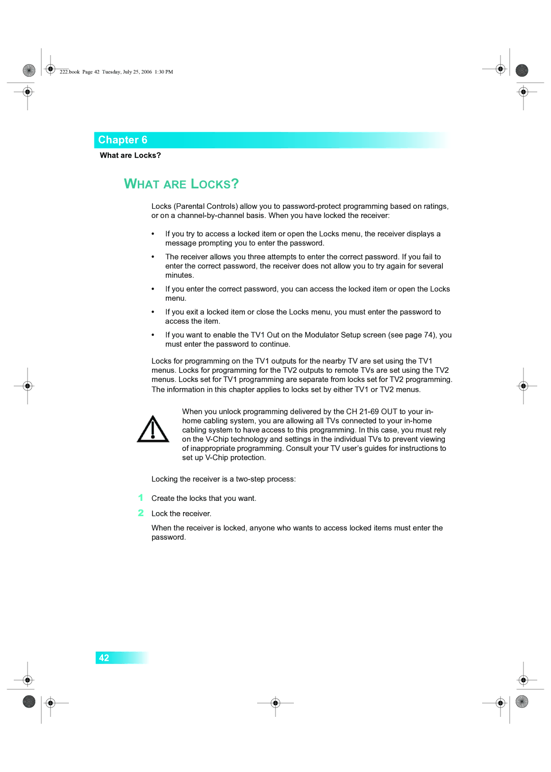 Dish Network 222 manual What are LOCKS?, What are Locks? 