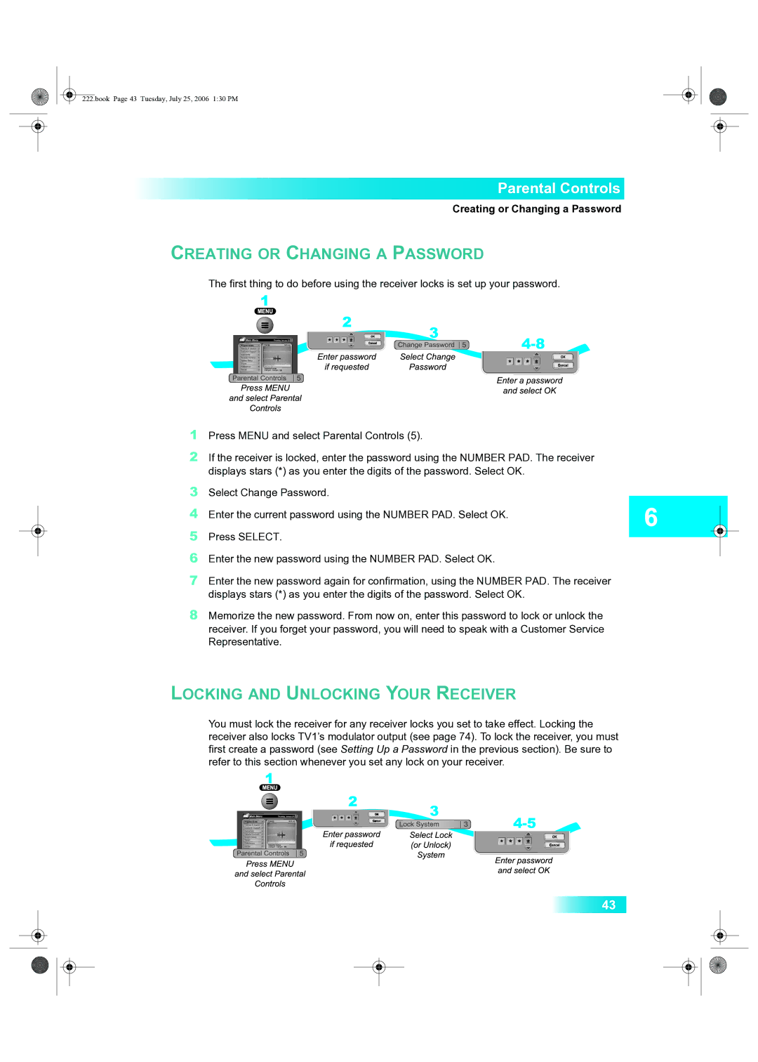 Dish Network 222 manual Book Page 43 Tuesday, July 25, 2006 130 PM 