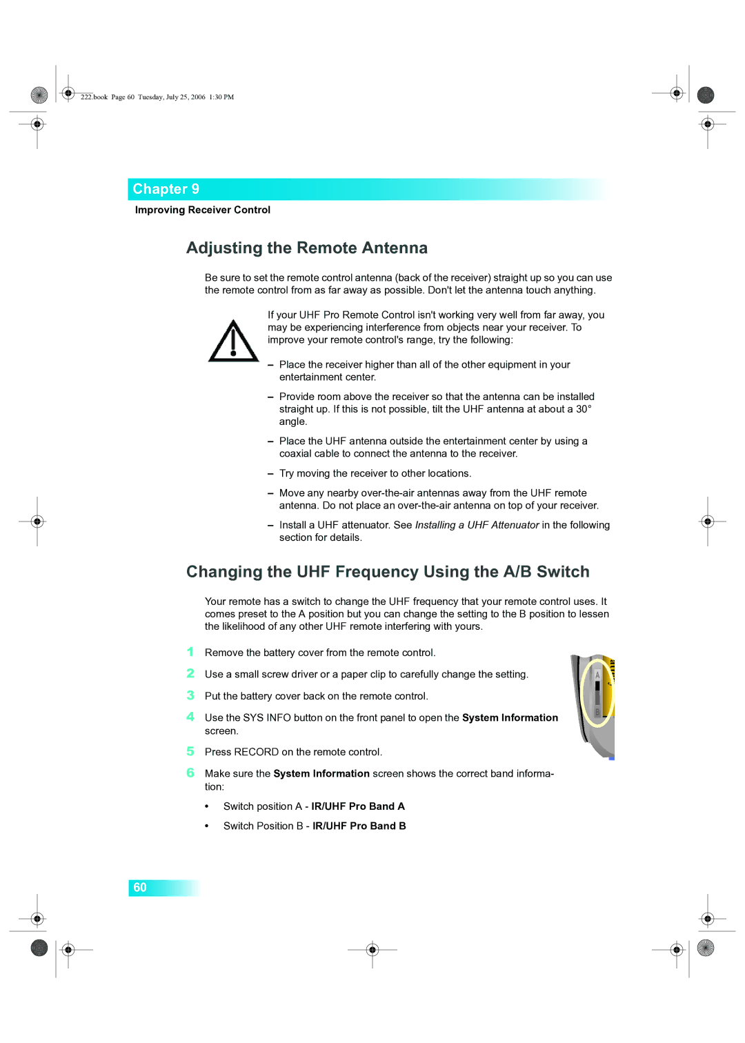 Dish Network 222 manual Battery 