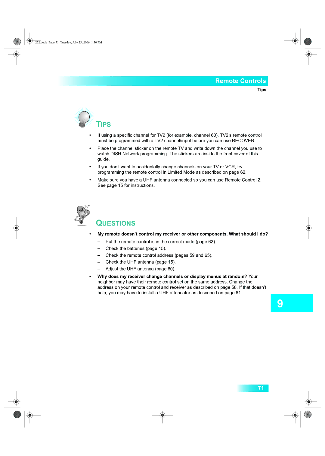 Dish Network 222 manual Book Page 71 Tuesday, July 25, 2006 130 PM 