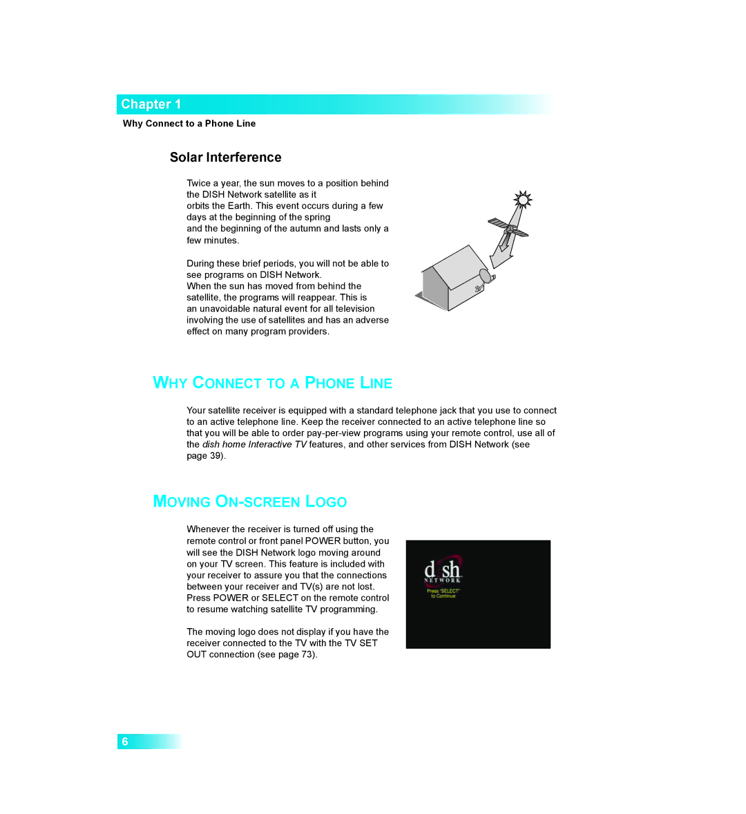 Dish Network 411 manual Solar Interference, Why Connect to a Phone Line 