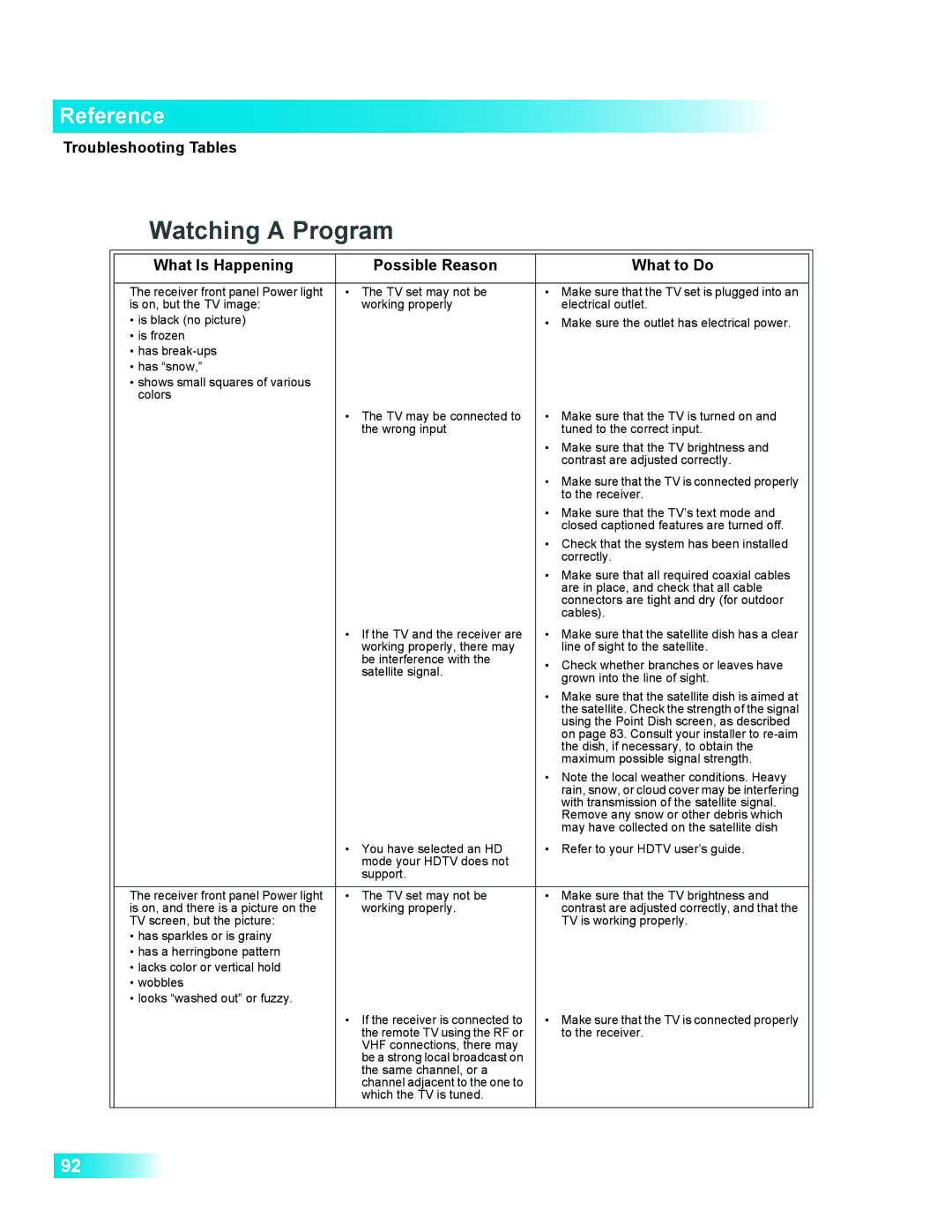 Dish Network 411 manual Watching a Program 