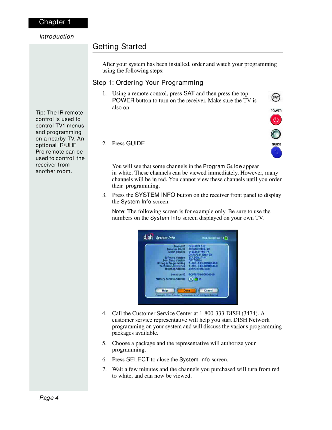 Dish Network 512 manual Getting Started, Ordering Your Programming 