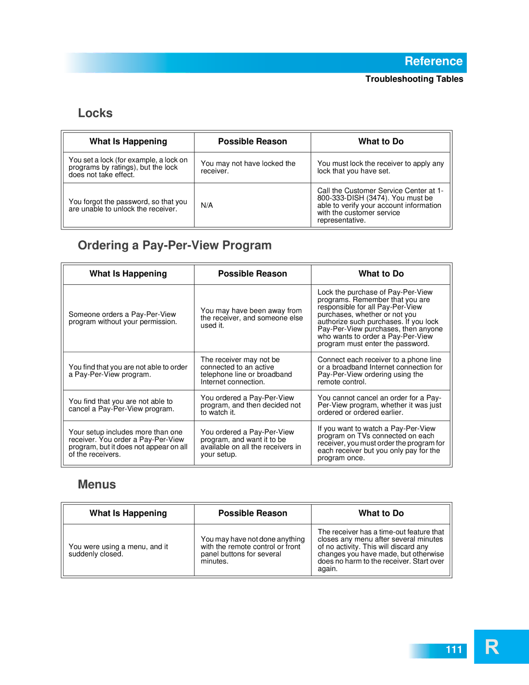 Dish Network 612 important safety instructions Locks, Menus 