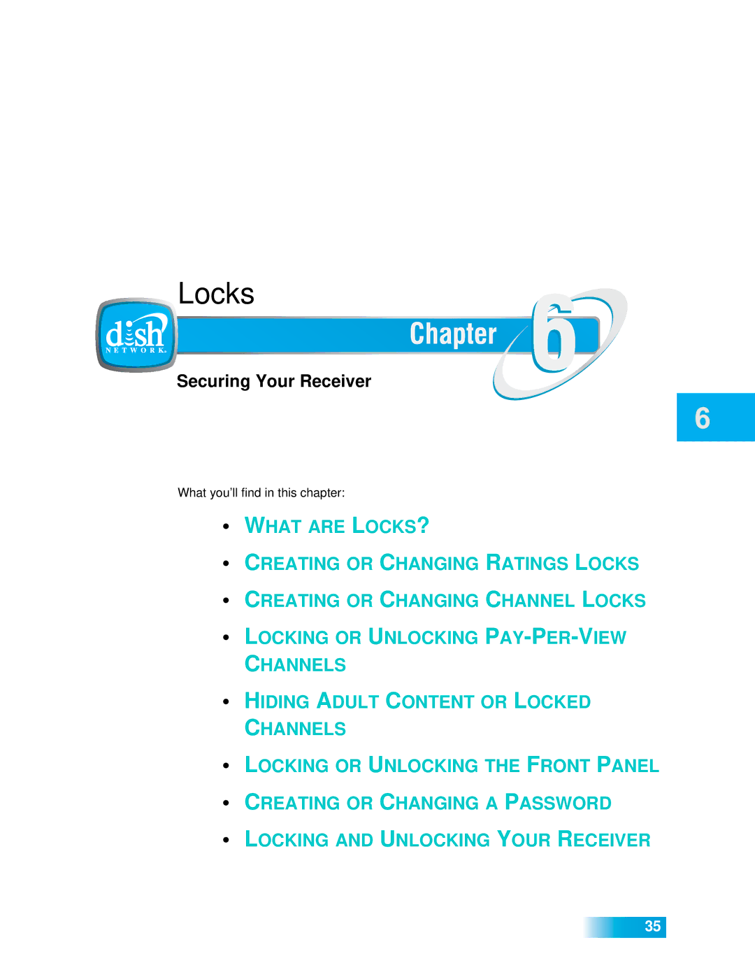 Dish Network 612 important safety instructions Locks 