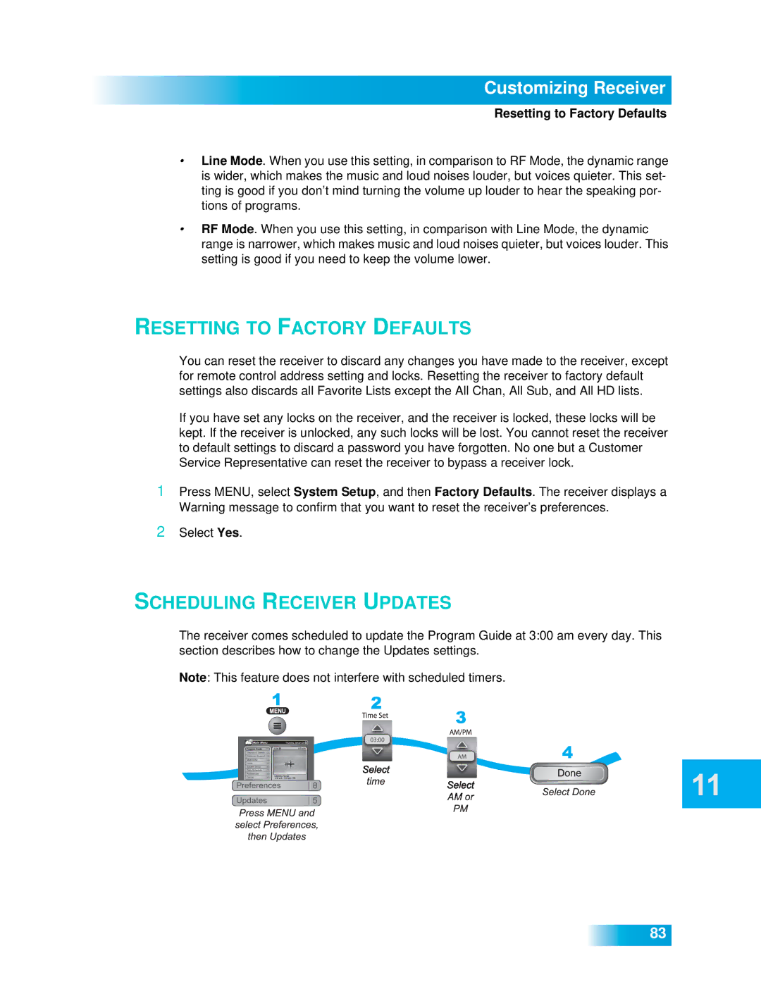 Dish Network 612 important safety instructions Resetting to Factory Defaults 