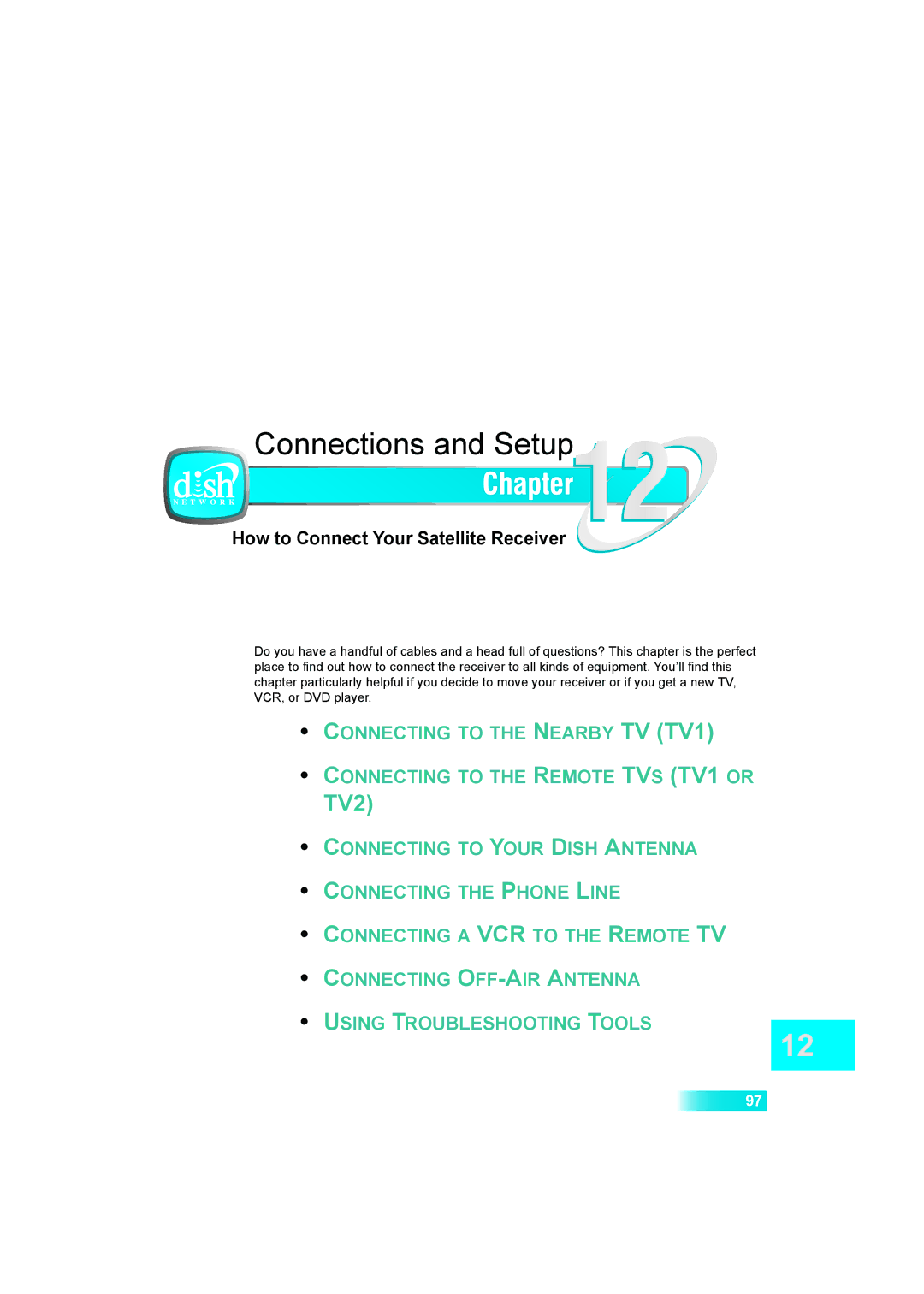 Dish Network 622 manual Connections and Setup, How to Connect Your Satellite Receiver 