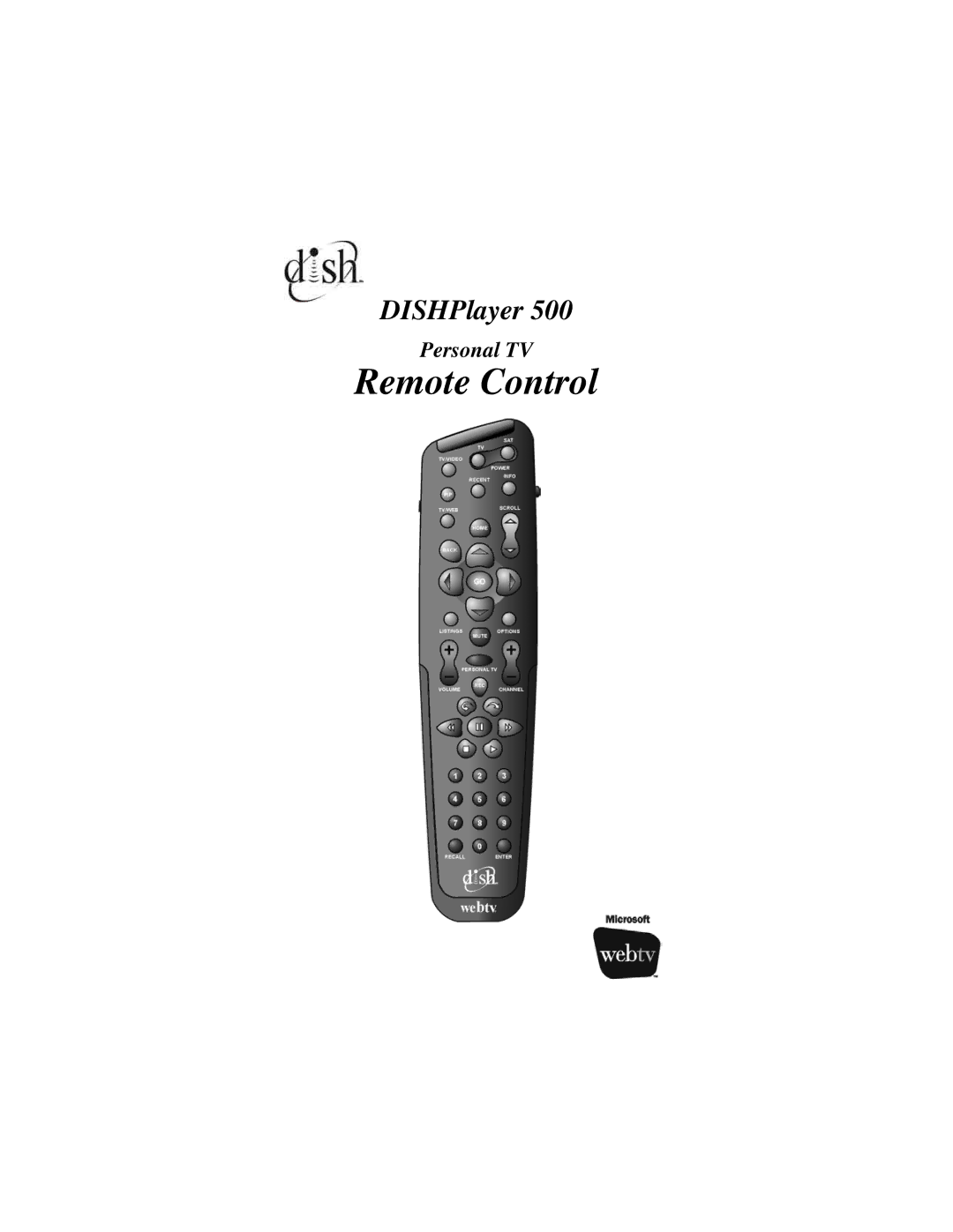 Dish Network 7100/200 manual Remote Control, Personal TV 