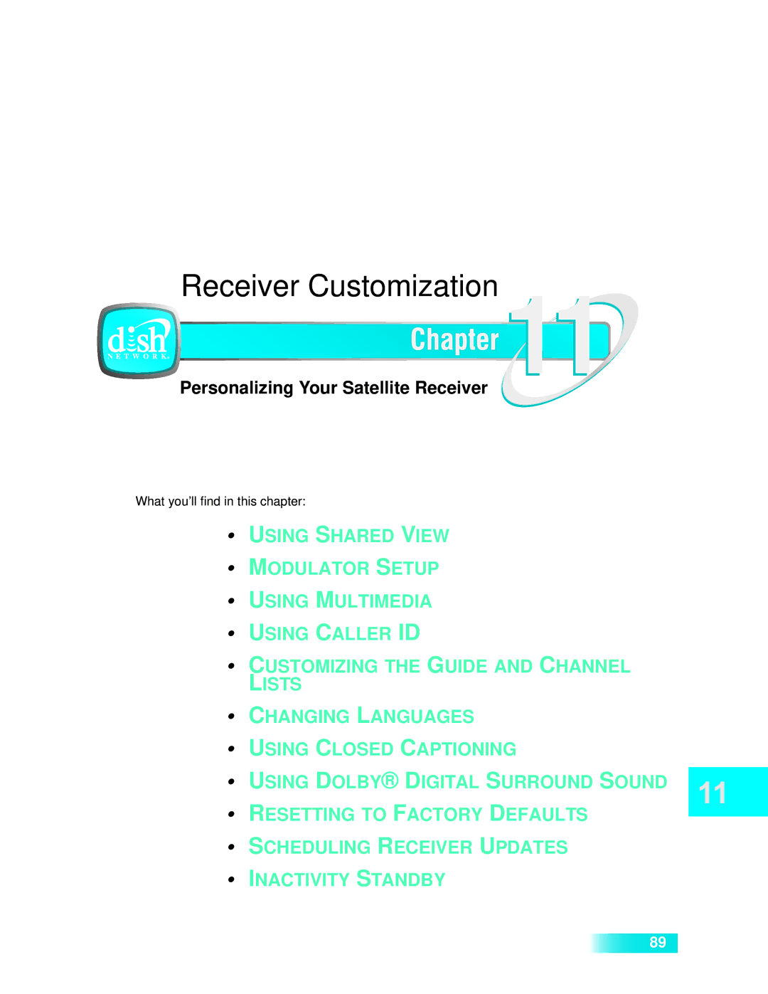 Dish Network 722k important safety instructions Receiver Customization 