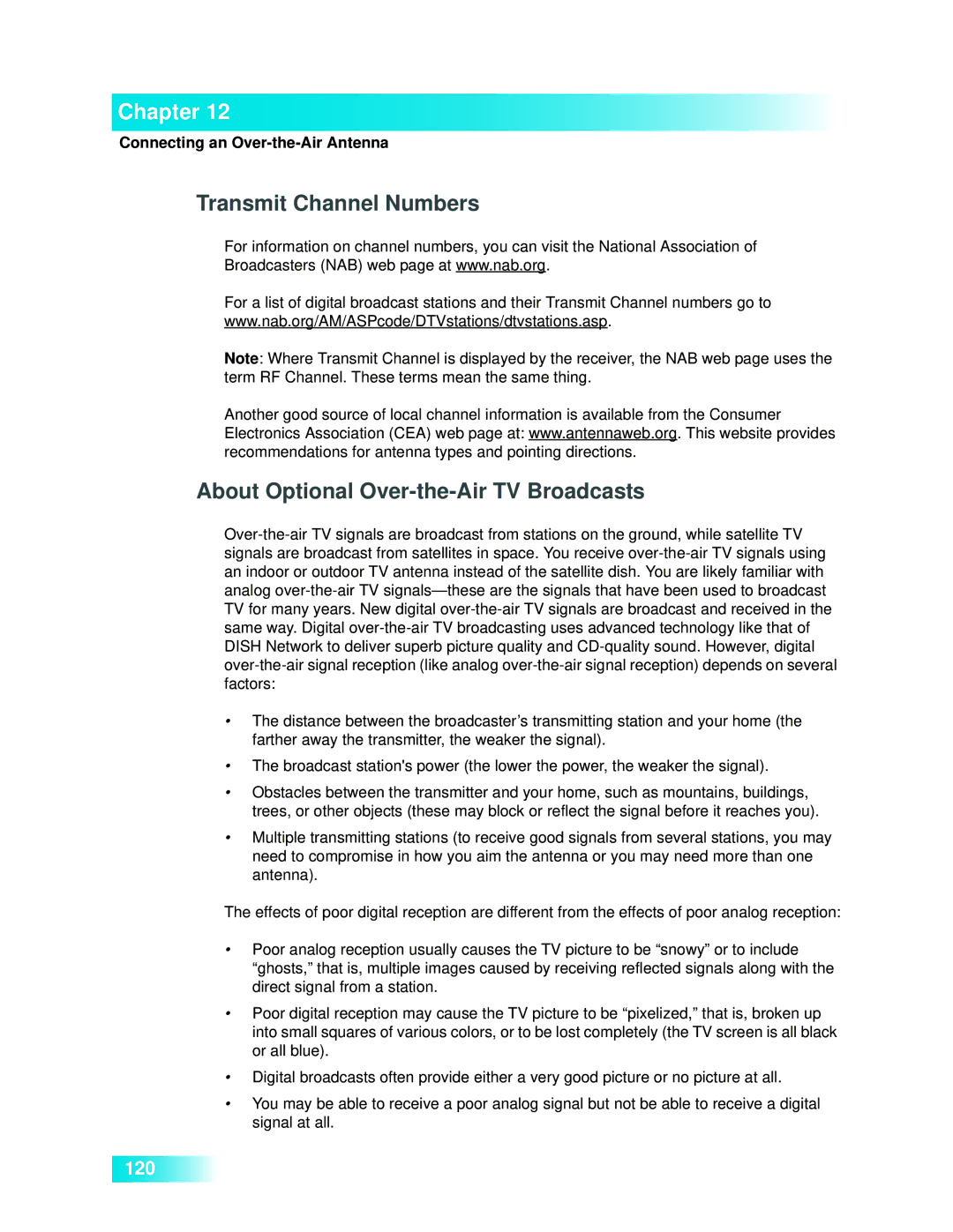 Dish Network 722k important safety instructions Transmit Channel Numbers, About Optional Over-the-Air TV Broadcasts 