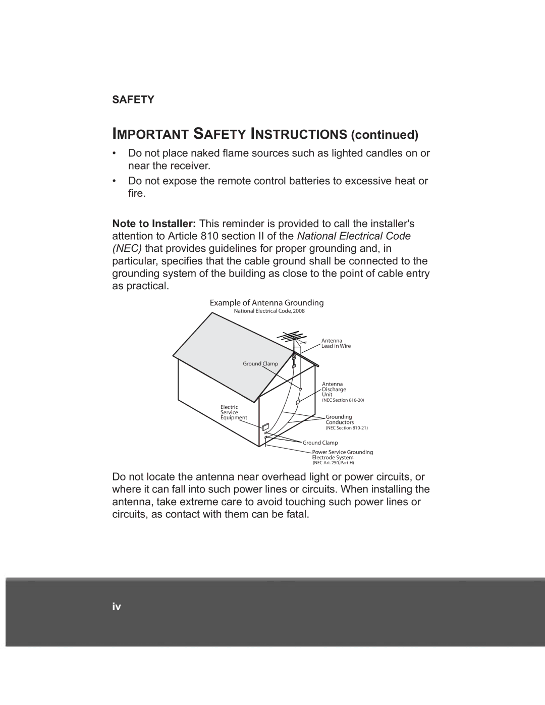 Dish Network 922 SlingLoaded, 176779 manual Important Safety Instructions, Example of Antenna Grounding 