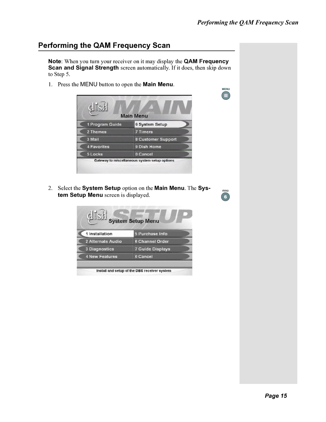 Dish Network DISH 351 manual Performing the QAM Frequency Scan 